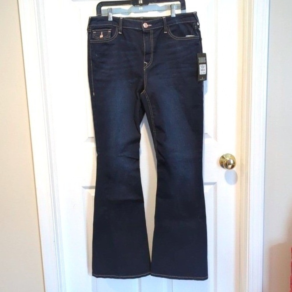 Y2K True Religion Joey‎ Flare Jeans NWT Dark Wash Low Rise Size 33 Bootcut